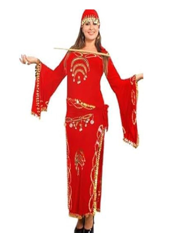 Egyptian Dance Costume with Hand Belt, Red, One Size - Image 1
