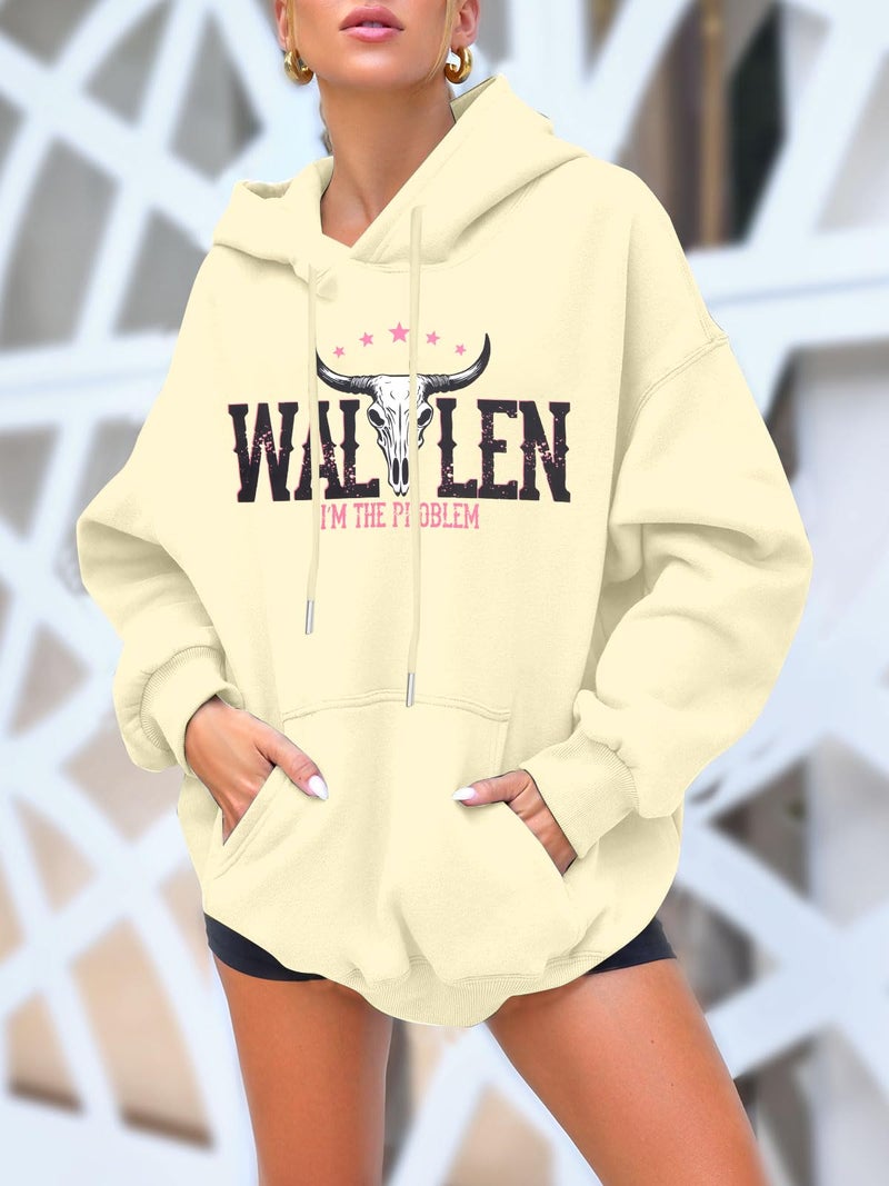 BANGELY Western Hoodie Women Rodeo Cow Skull Graphic Shirt Country Concert Vintage Sweatshirt Cowboy Long Sleeve Pullover - Image 3