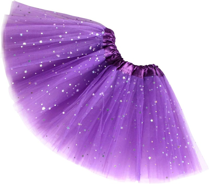 Womens Adult Sparkle Elastic 3 Layered Tulle Tutu Skirt