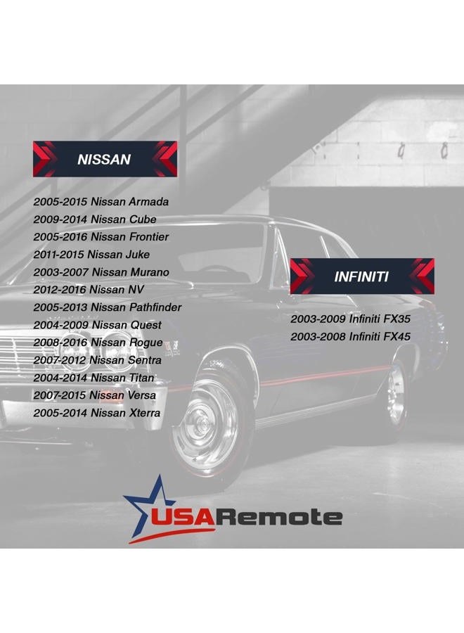 USARemote Key Fob Keyless Entry Remote fits Nissan Rogue Cube Juke Versa NV 2008 2009 2010 2011 2012 2013 2014 (CWTWB1U751), Set of 2 - Image 4