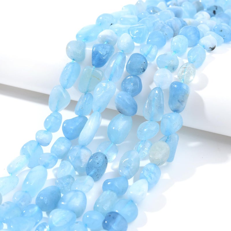 jodaying 68mm Natural Aquamarine Nuggets Oval Free Tumbled Pebble Semi Precious Gemstone Loose Stone Beads Approx 155 inch for DIY Jewelry Making