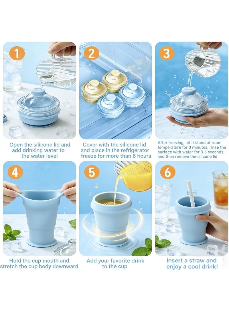 Hugifts Food-grade Silicone 2-in-1 Ice Ball Maker Cup, Collapsible Portable Summer Water Cup - Image 4