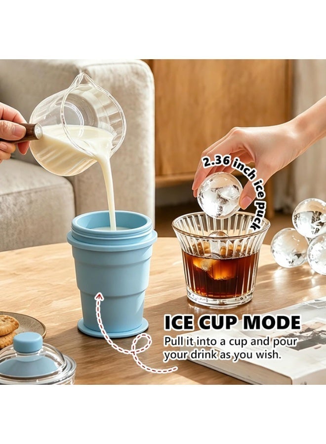 Hugifts Ice Cube Tray Silicone Slushy cup 2-in-1, Portable Ice Coffee Cups with Lids for Travel,Leakproof Slushie Cup Maker for Home Gym Outdoor, Reusable Mold with Straw - Image 4
