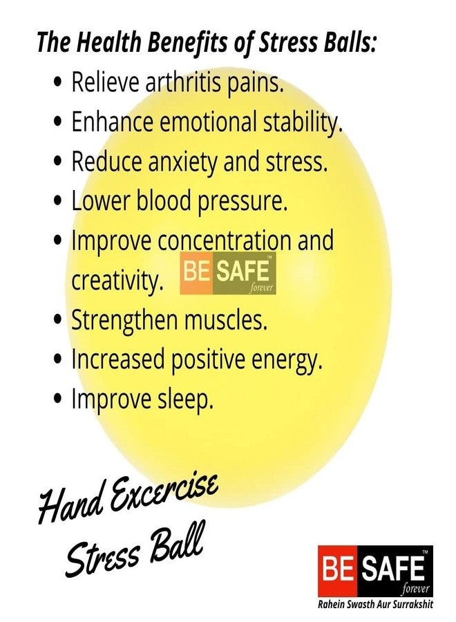 BESAFE Forever Physiotherapy Hand Exercise Soft Stress Ball for Stress Relief, Finger Wrist Hand Strengthener Arthritis Grip Squishy Toys Balls, Squeeze Ball, Yellow, Pack of 1, SBY104 - Image 3