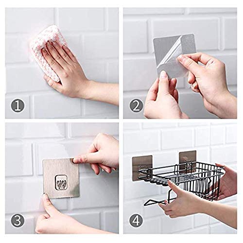 valashiv Self Adhesive Wall Mounted Kitchen Storage Hanging Rack Basket with Tissue Holder and Kitchen Towel Holder Wardrobe Hanging Organizer Bathroom Storage Rack Black - Image 5