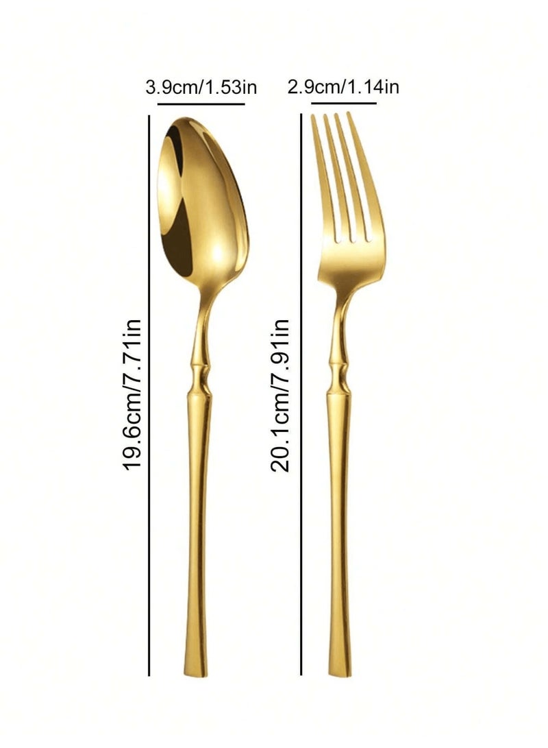 4-Piece Gold Stainless Steel Cutlery Set - Western Style Flatware for Dining - Image 3