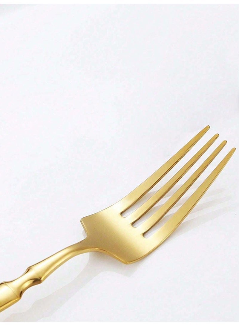 4-Piece Gold Stainless Steel Cutlery Set - Western Style Flatware for Dining - Image 5