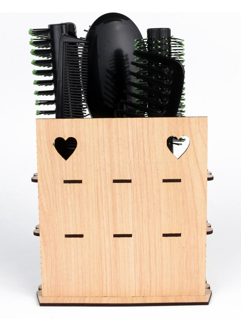 Lugmo Dowry Set of 5 Combs with Wooden Stand Green Color + Mirror  - Image 3