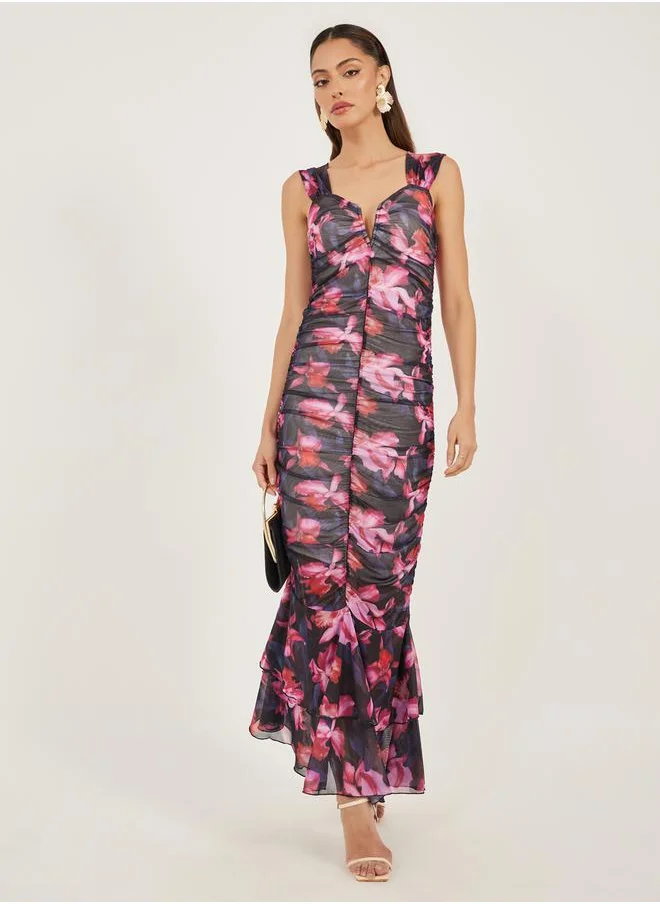 Styli All-Over Print Sleeveless Bodycon Maxi Dress