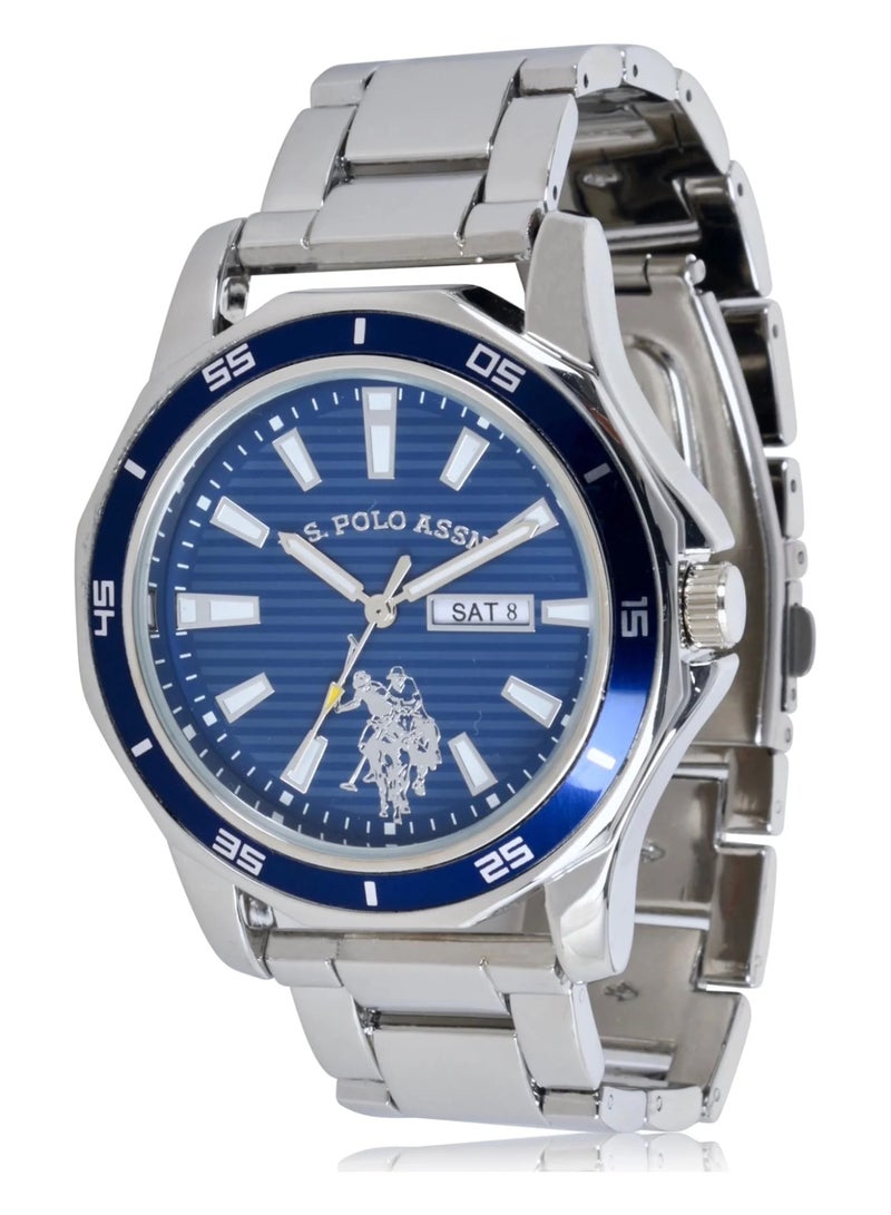 يو اس بولو اسن ساعة رجالية كوارتز معدنية بمينا زرقاء USC80525 - Image 1
