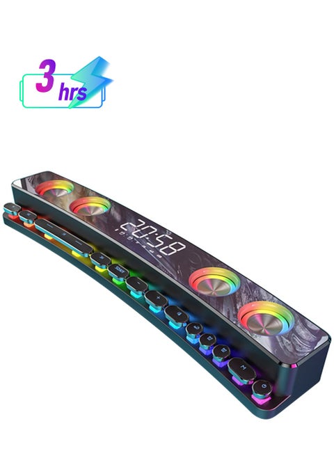 Wireless HiFi Speaker Computer Game Subwoofer Bluetooth Speaker 3600mAh Sound Bar Stereo Music Player Clock 3D Stereo Bass Surround Sound Box 3.5mm Audio Input for PC Laptop