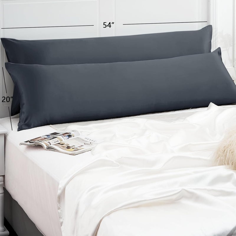 Vielit Satin Body Pillow Cover 1pc,Silky Body Pillow Pillowcase Similar to Silk Pillow Cases Soft Long Pillowcase 20x54 & Envelope Closure, for Women Men Dark Grey & 1 Satin Scunchie - Image 4