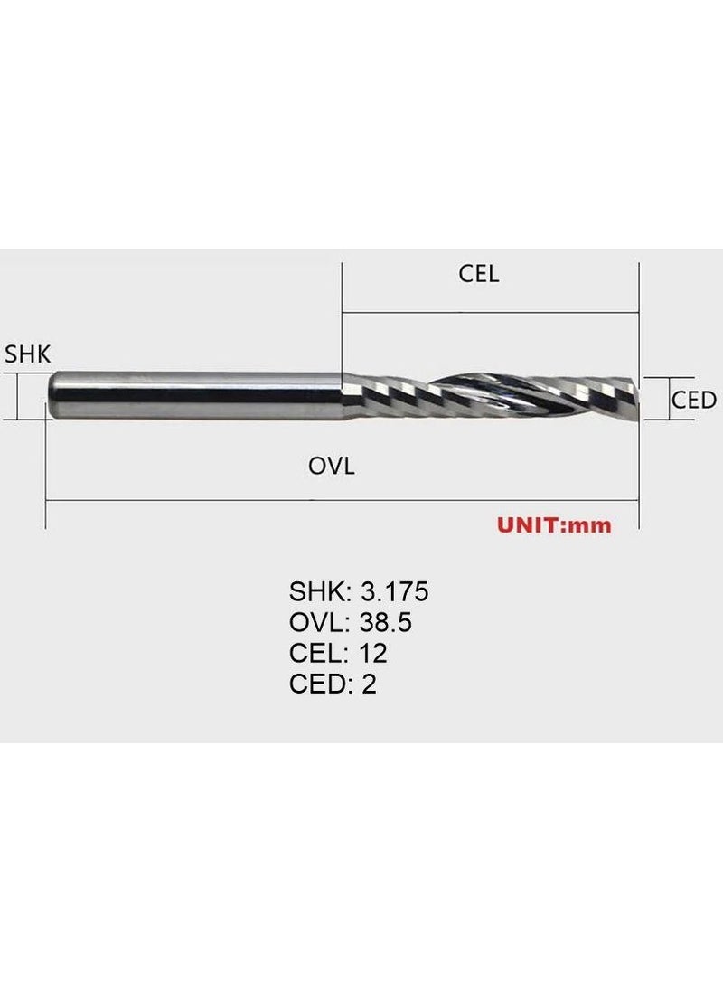 Profisher Engraving Single Edge Milling Cutter Spiral Acrylic Cutting 3.175X12MM  - Image 2