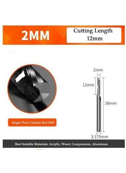 Profisher Engraving Single Edge Milling Cutter Spiral Acrylic Cutting 3.175X12MM  - Image 4