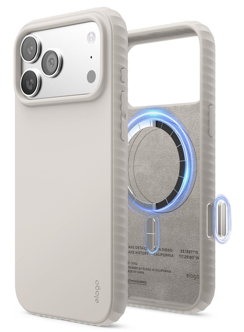 Elago Magnetic Ridge Silicone for iPhone 17 Pro MAX case cover [Camera Control Button Cover] compatible with MagSafe Shockproof - Stone - Image 1
