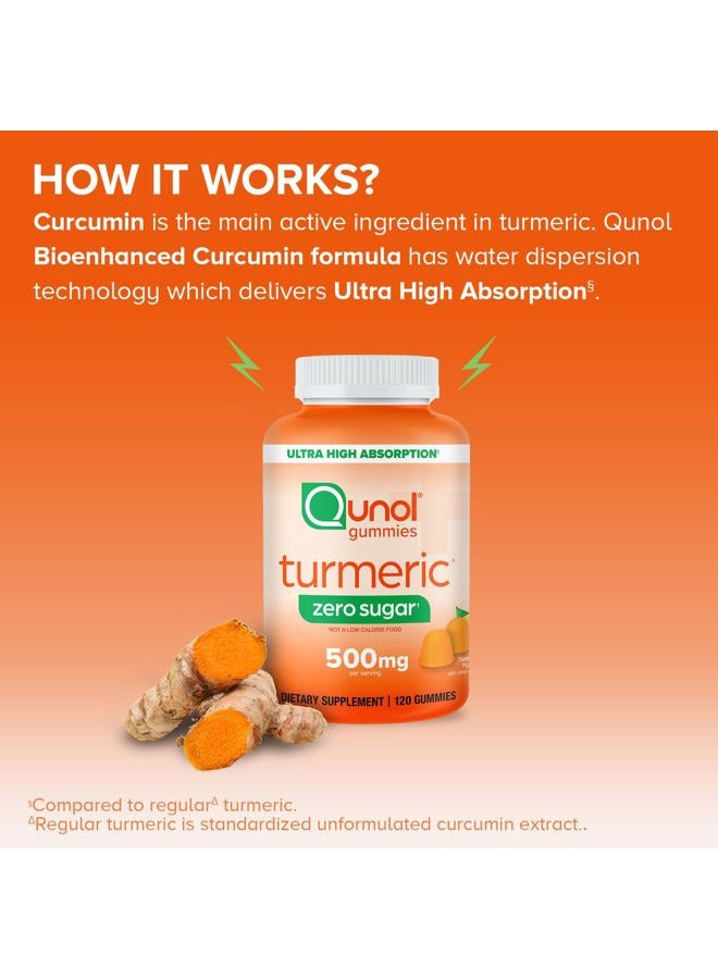 Qunol Zero Sugar Turmeric Gummies, Gummy with 500mg Turmeric Curcumin, Joint Support Supplement, Ultra High Absorption Tumeric Curcumin, Vegetarian, Gluten Free, 120 Count - Image 5