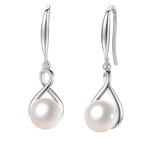 HIGHSPARK 925 Silver Twist Pearl Earrings for Women | 92.5 Sterling Silver & Brilliant Lustre Pearls | Lovely Gift - Twist Pearl - Image 1