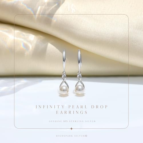 HIGHSPARK 925 Silver Twist Pearl Earrings for Women | 92.5 Sterling Silver & Brilliant Lustre Pearls | Lovely Gift - Twist Pearl - Image 3