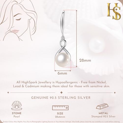 HIGHSPARK 925 Silver Twist Pearl Earrings for Women | 92.5 Sterling Silver & Brilliant Lustre Pearls | Lovely Gift - Twist Pearl - Image 2