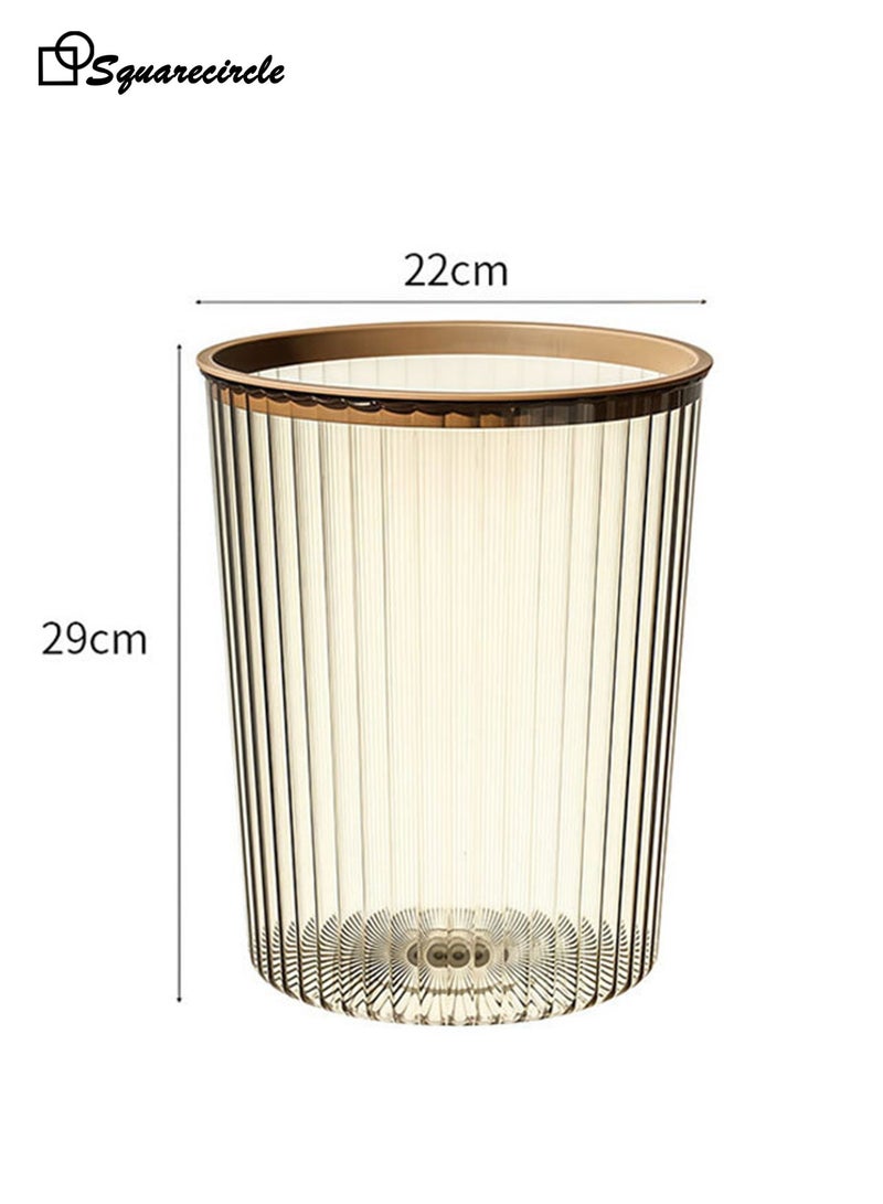 Squarecircle Transparent Amber Plastic Waste Bin with Gold Rim – Modern Round Trash Can for Office, Bathroom, Bedroom & Living Room, Lightweight Durable Garbage Basket - Image 2