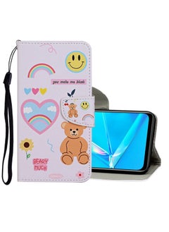 HuHa Case Cover For Realme 6i Colored Drawing Pattern Horizontal Flip Leather Case with Holder & Card Slots & Wallet Bear 
