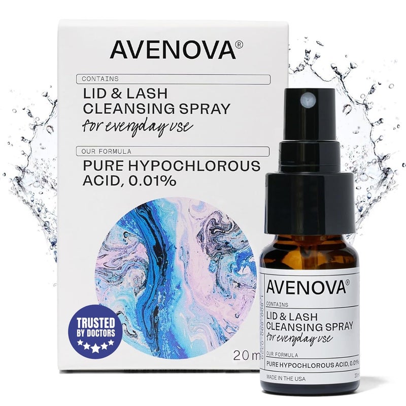 Avenova Eyelid and Eyelash Cleanser Spray - 20ml Bottle - Gentle Everyday Pure Hypochlorous Acid Spray for Eye Irritation - Image 1
