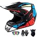 SanQing Youth Adult AntiCollision Dirt Bike Helmet Trend Skull ATV DOT Approved BMX Helmet SUV Goggles Gloves Face ShieldDirt Bike Downhill OffRoad Mountain Bike Helmet 4Piece Set Z BlueWhiteSmall - Image 2