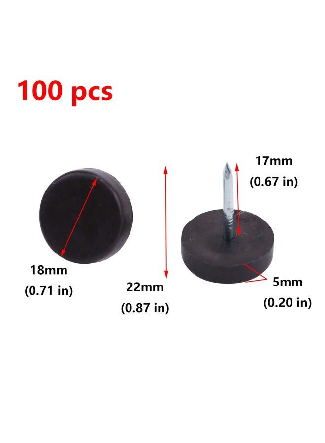 Antrader 100-Pack 5/8" Dia. Nylon Slider Glides Nail-on Furniture Table Chair Sofa Feet Leg Skid Tile Floor Protector Pad Brown - Image 2