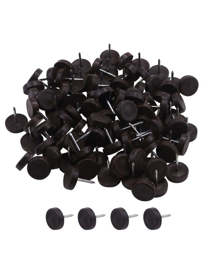 Antrader 100-Pack 5/8" Dia. Nylon Slider Glides Nail-on Furniture Table Chair Sofa Feet Leg Skid Tile Floor Protector Pad Brown - Image 1
