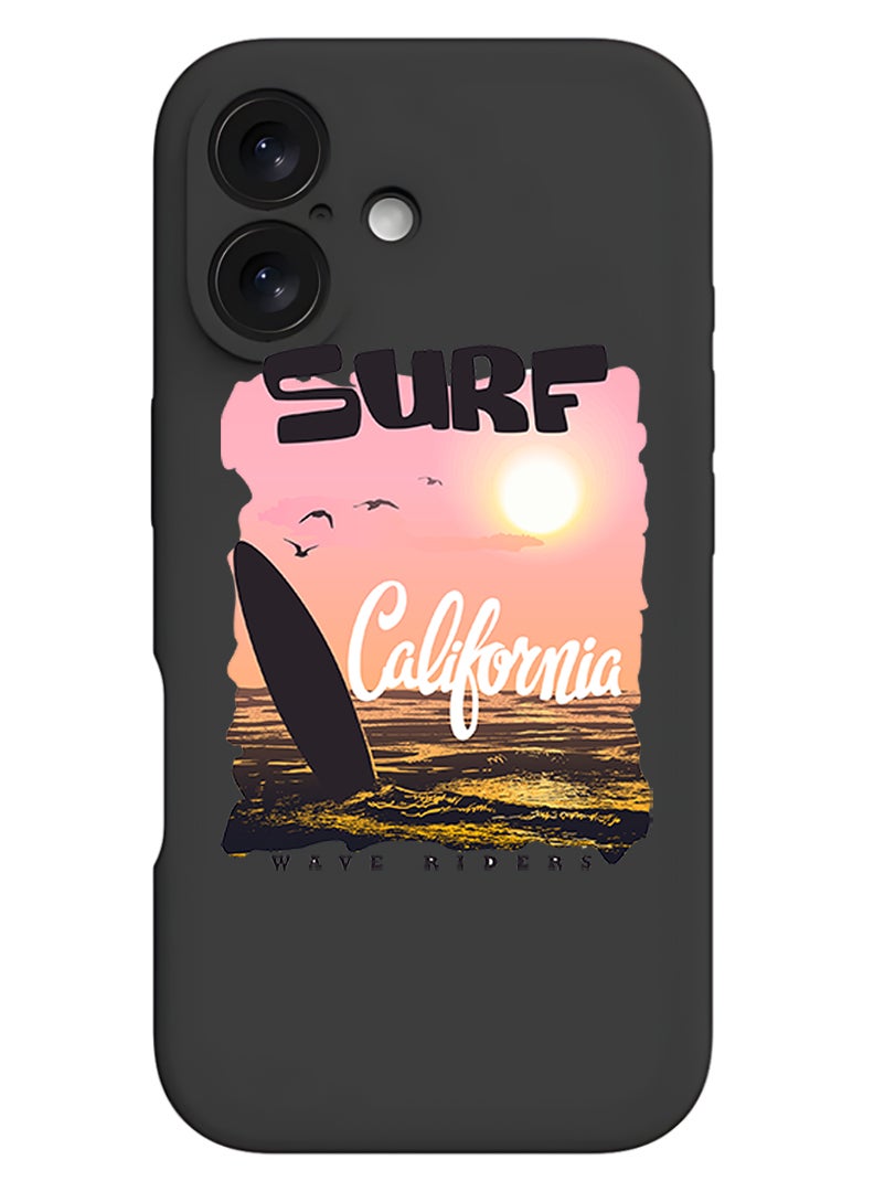 Theodor Protective Slim Fit Case Liquid Silicone Cover with Full Body Protection Anti-Scratch Shockproof Case For Apple iPhone 17 (Black) Surf California - Image 1