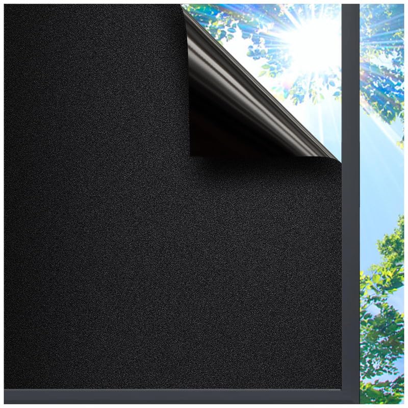 HomeVera 100% Blackout Black Glass Film for Privacy, Sunlight & Heat Blocking, 12 X 60 Inchs - Image 1