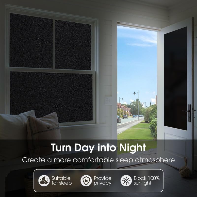 HomeVera 100% Blackout Black Glass Film for Privacy, Sunlight & Heat Blocking, 12 X 60 Inchs - Image 4
