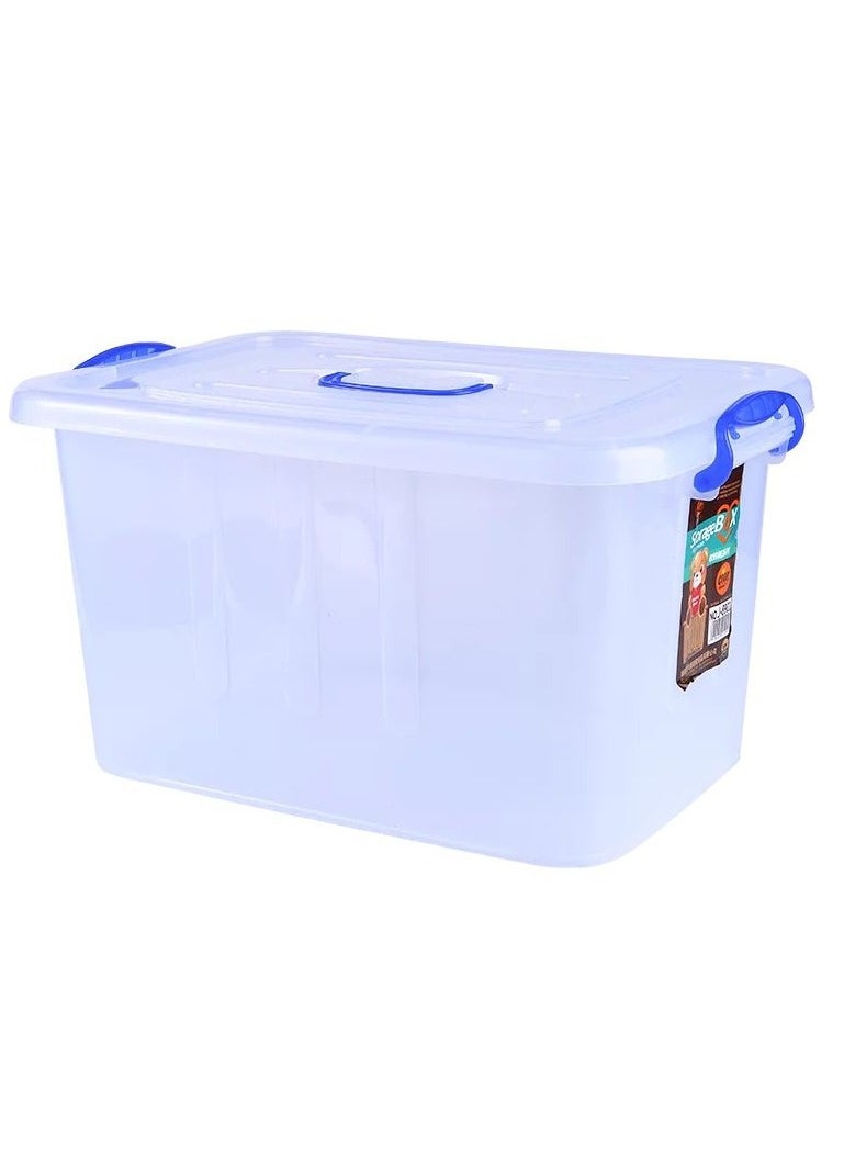 Generic Transparent plastic storage box with lid and handles, green, 15 litres  - Image 1