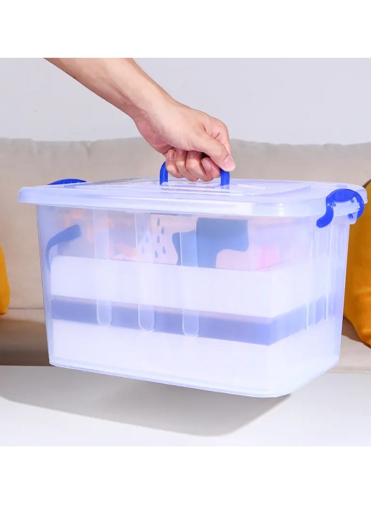 Generic Transparent plastic storage box with lid and handles, green, 15 litres  - Image 3