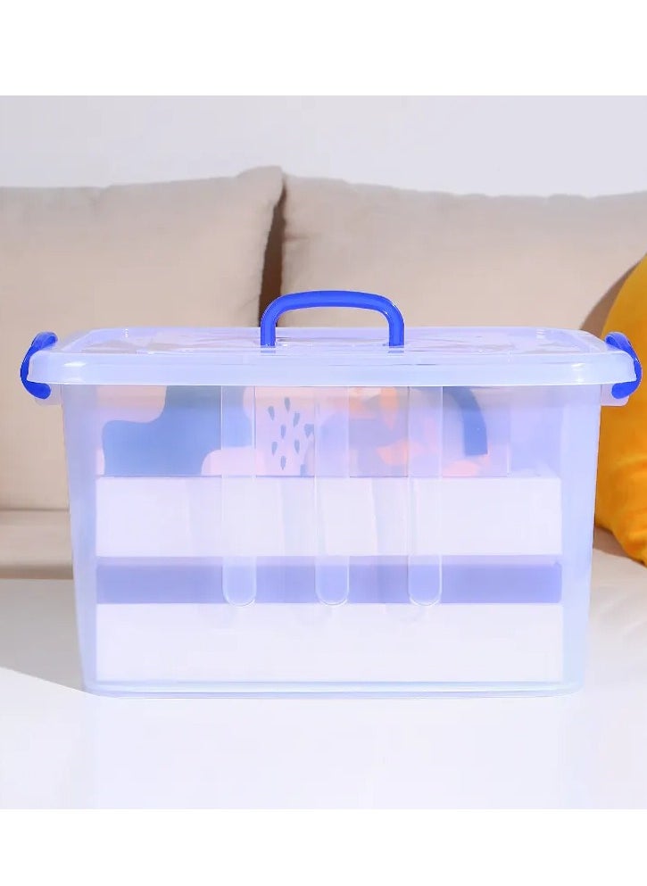 Generic Transparent plastic storage box with lid and handles, green, 15 litres  - Image 2
