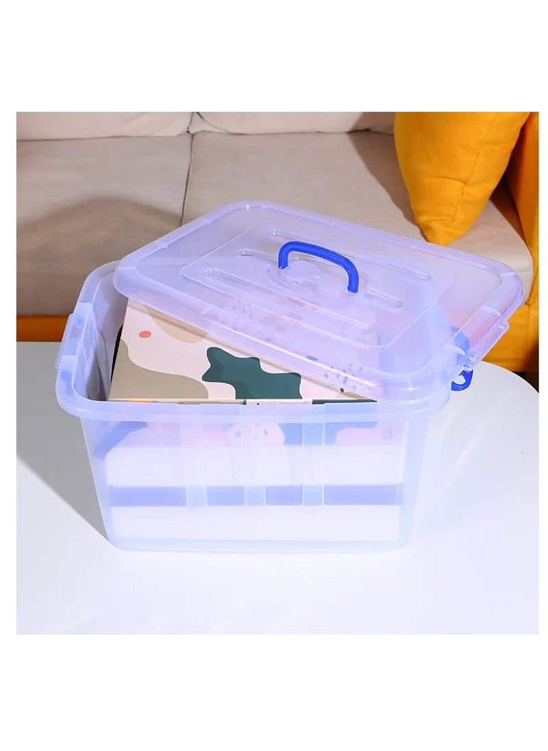 Generic Transparent plastic storage box with lid and handles, green, 15 litres  - Image 4