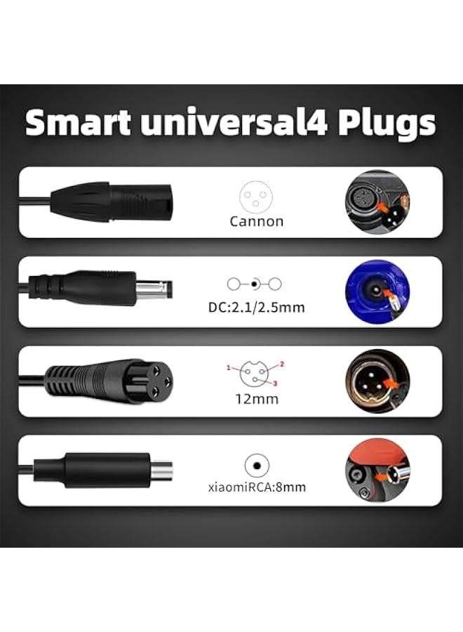 كابتن تيك شاحن دراجة كهربائية سريع معتمد من يو ال 54.6 فولت 2 امبير لبطارية الدراجة الكهربائية 48 فولت - متوافق مع ليكتريك اكس بي 2.0/3.0، ايكوتريك سيتي/بيتش، ايفركروس H5/H7 - Image 3