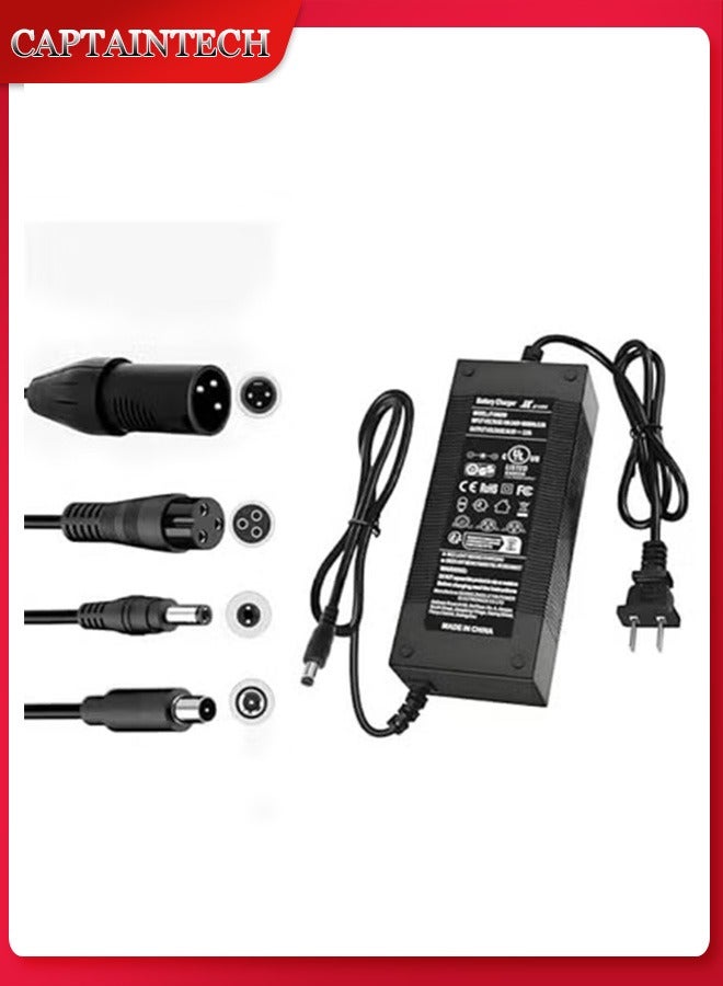 كابتن تيك شاحن دراجة كهربائية سريع معتمد من يو ال 54.6 فولت 2 امبير لبطارية الدراجة الكهربائية 48 فولت - متوافق مع ليكتريك اكس بي 2.0/3.0، ايكوتريك سيتي/بيتش، ايفركروس H5/H7 - Image 1