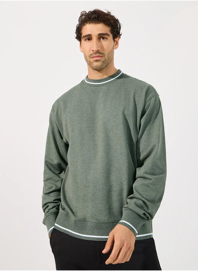 Styli Double Tipping Detail Relaxed Fit Sweatshirt