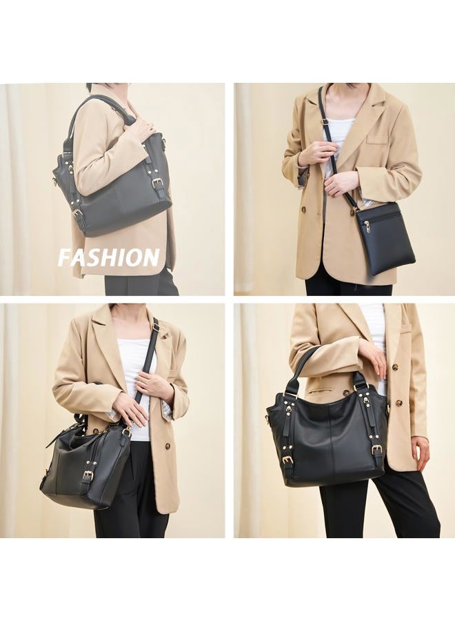 Soperwillton Purses for Women Large Shoulder Handbag Tote PU Leather Hobo Crossbody Bag Ladies Wallet Set 4pcs - Image 2