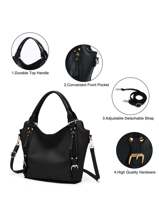 Soperwillton Purses for Women Large Shoulder Handbag Tote PU Leather Hobo Crossbody Bag Ladies Wallet Set 4pcs - Image 4