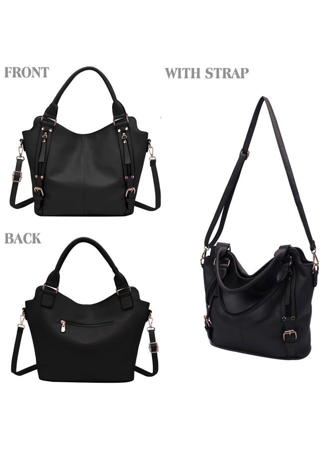 Soperwillton Purses for Women Large Shoulder Handbag Tote PU Leather Hobo Crossbody Bag Ladies Wallet Set 4pcs - Image 3