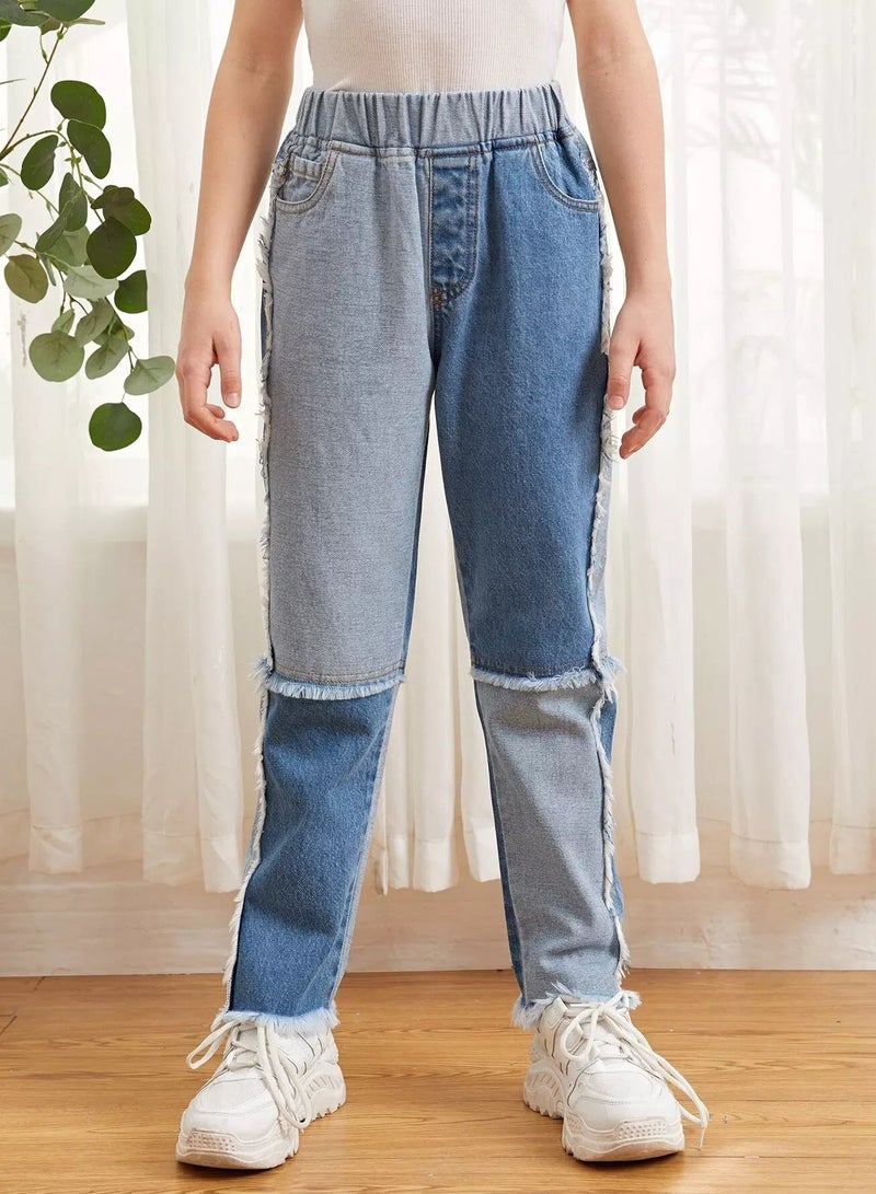 Girls Raw Hem Straight Leg Jeans  - Image 1