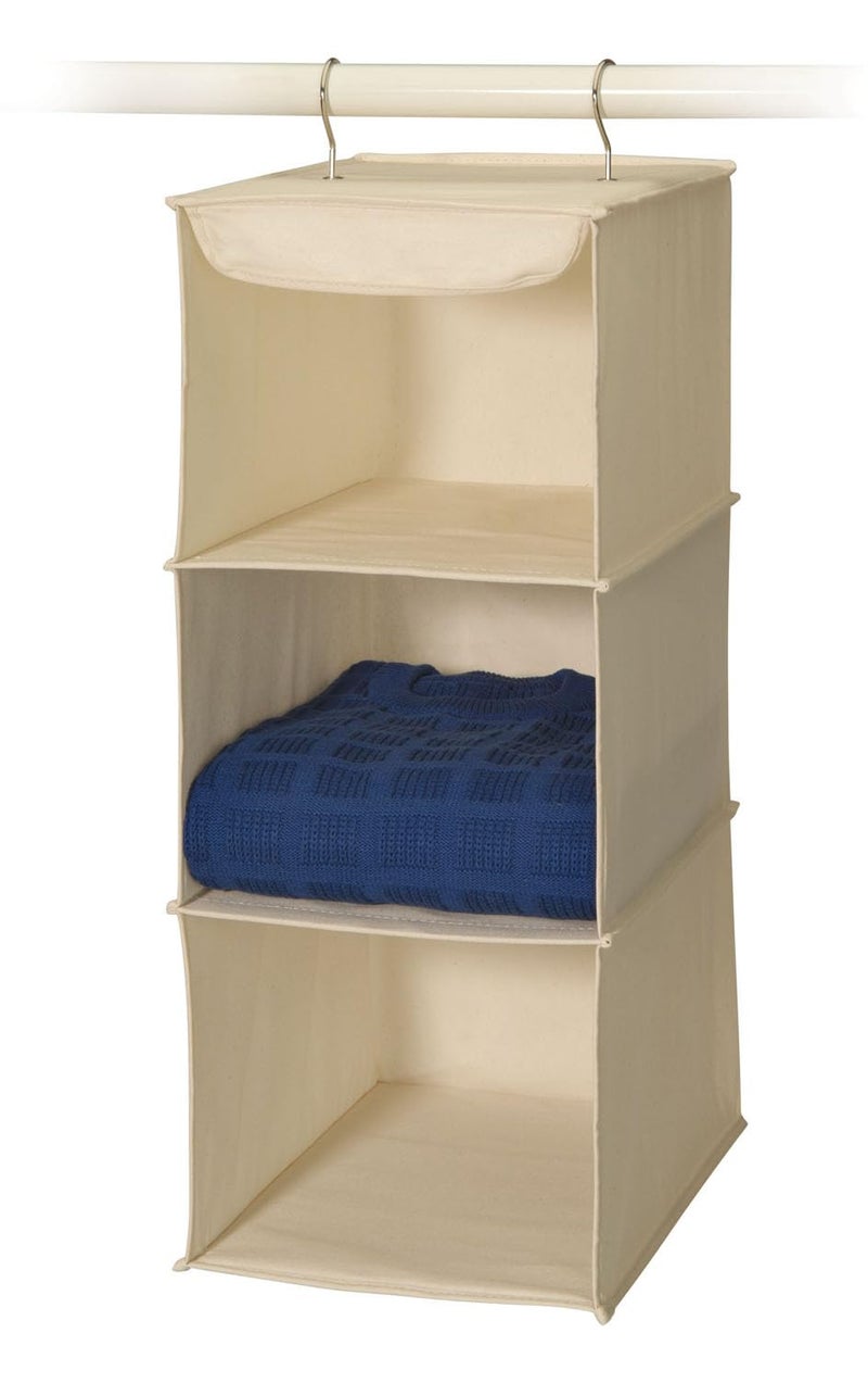 Richards Homewares 3 Shelf Sweater Organizer, 10"W X 15" D X 24" H-Canvas/Natural (1) - Image 2