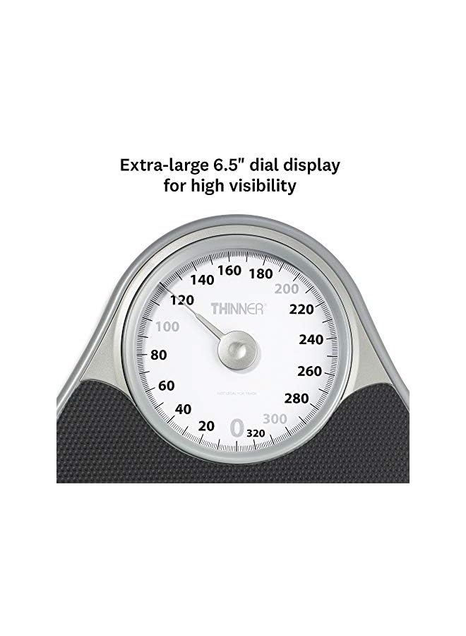 PROMASS Thinner Extra-Large Dial Analog Precision Bathroom Scale, Analog Bath Scale, Measures Weight Up To 330 Lbs, Black - Image 3