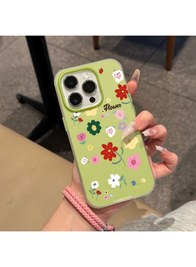 NIBEMINENT A Screen Full Of Flowers Protective TPU Case Cover For iPhone 16 Pro Max, Green