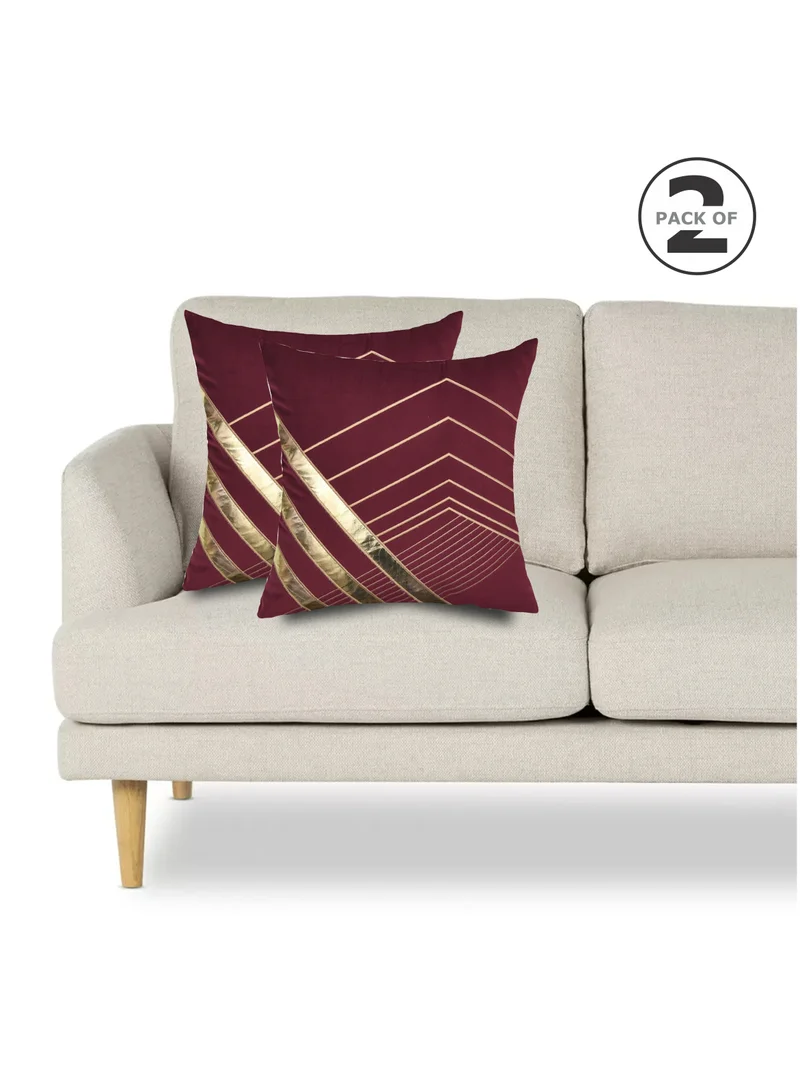 Donetella Decorative Embroidered Cushion Maroon/gold 45x45Cm (Without Filler)