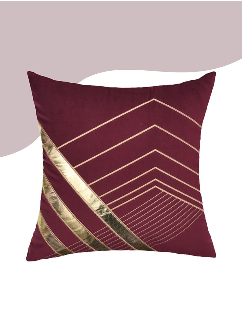 Donetella - Decorative Embroidered Cushion Maroon/gold 45x45Cm (Without Filler) - Image 1