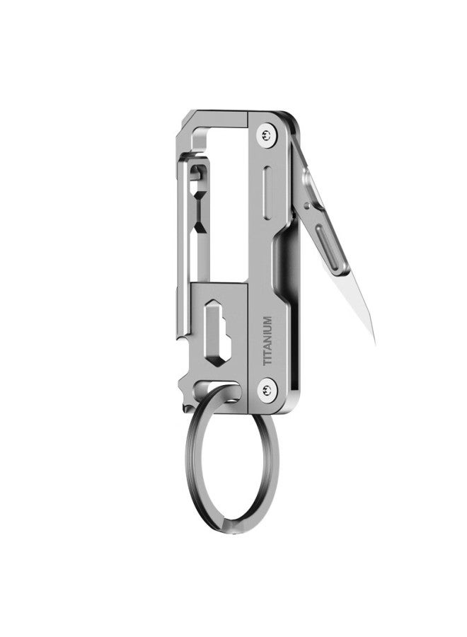 Laben Titanium Alloy Car Keychain Men's With Folding Utility Knife Self-defense Portable Multi-function Keychain Pendant - Image 3