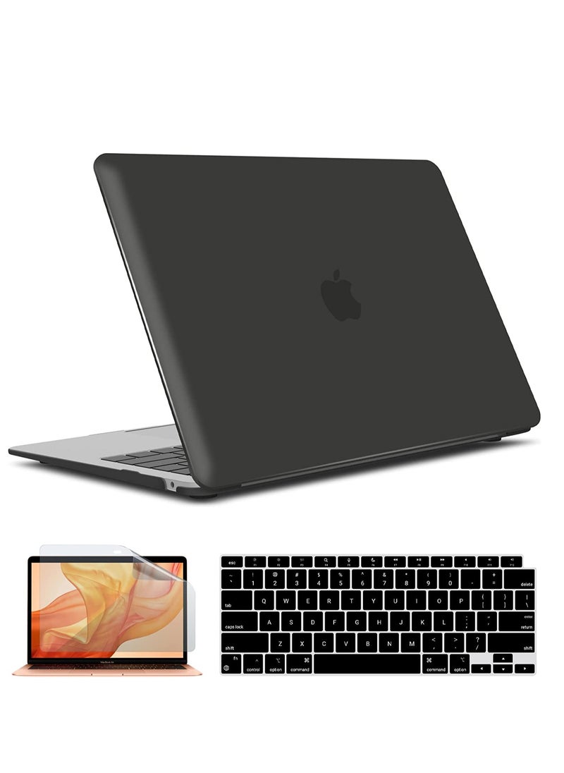 Generic 3 in 1 Case Compatible with MacBook Air 13.6 inch 2022 A2681 M2 Chip and 2024 A3113 M3 Chip and 2025 A3240 M4 Chipwith Retina Display, Plastic Hard Shell Case + TPU Keyboard Skin Cover + Screen Protector, Black  - Image 1